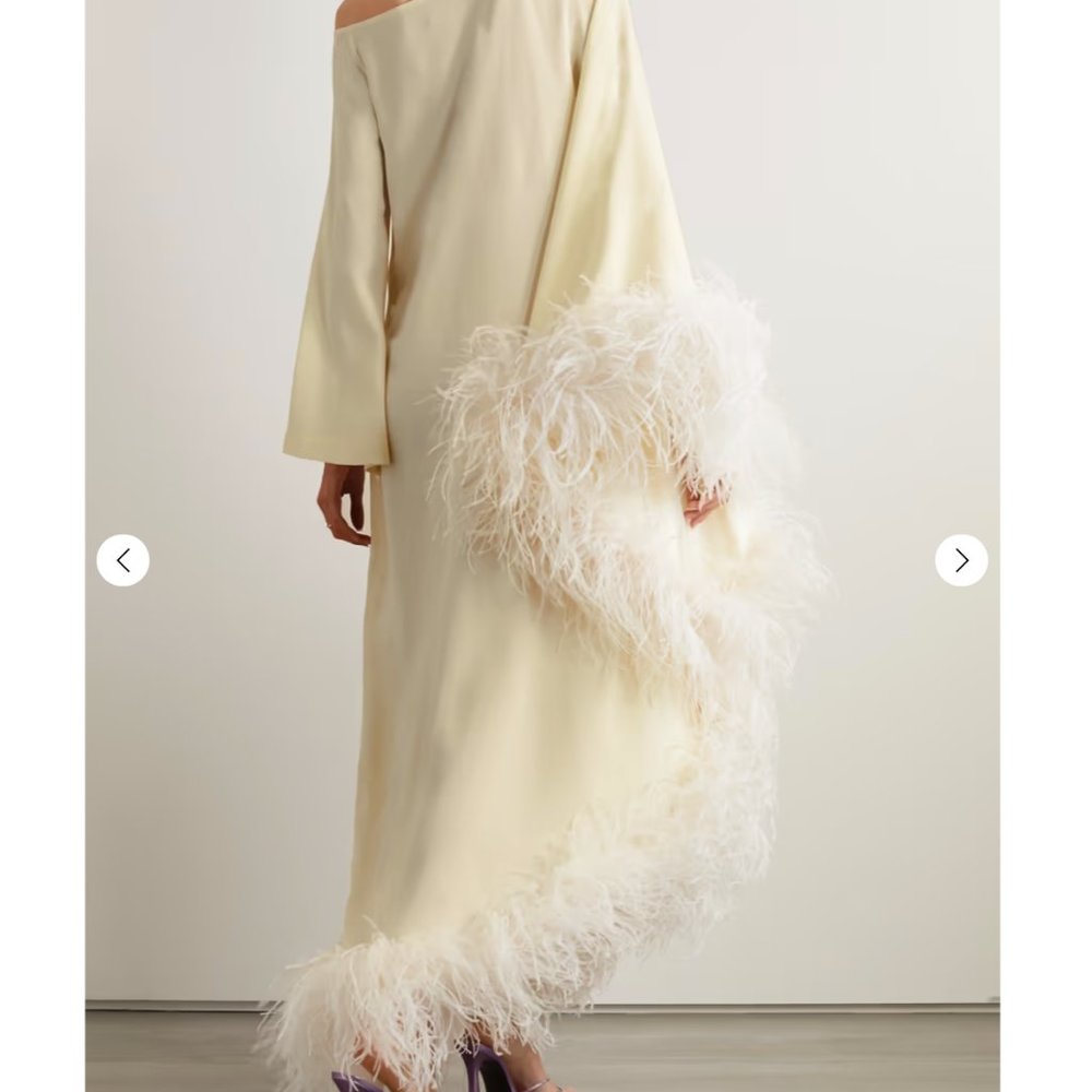 TALLER MARMO Ubud one-shoulder feather-trimmed crepe gown, Size IT 36 (XS) - Picture 6 of 11